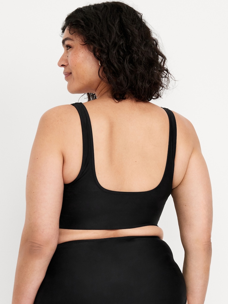 Matte Scoop-Neck Bikini Swim Top