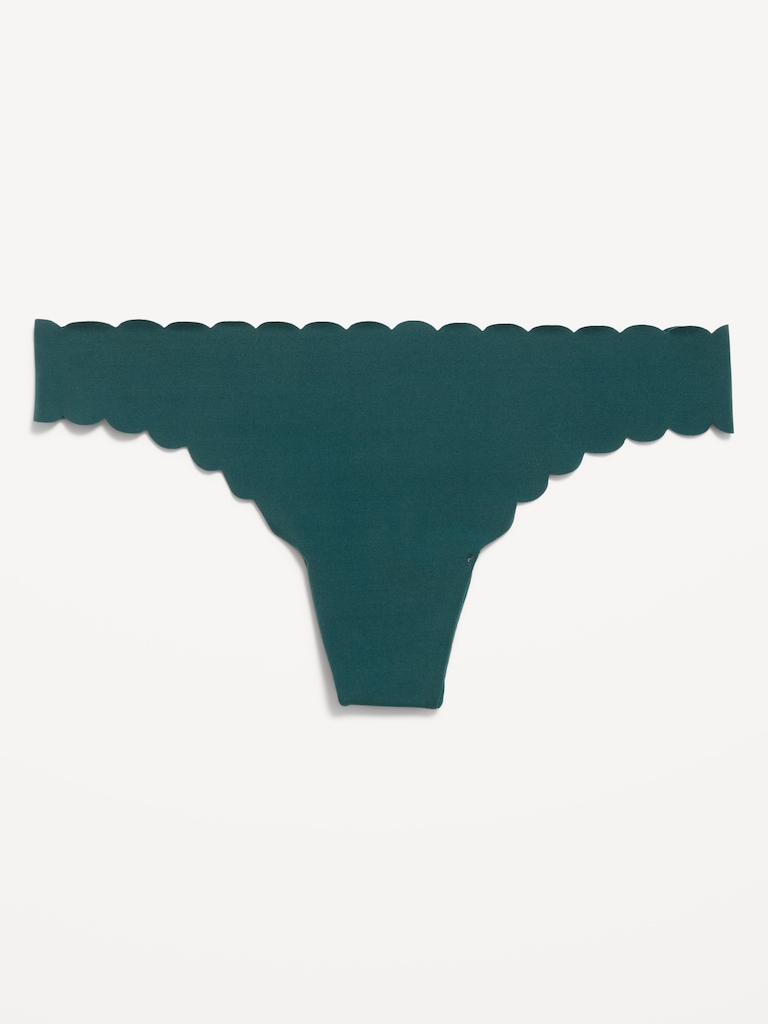 Low-Rise No-Show Scalloped Thong Underwear