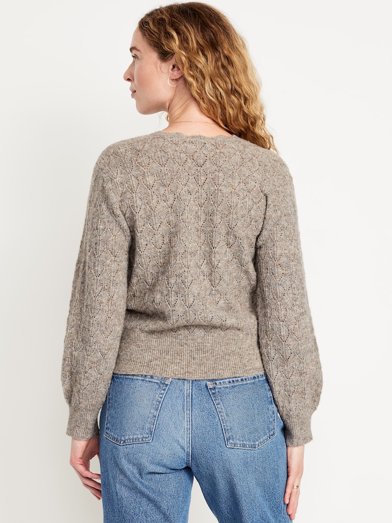 Wool-Blend Wrap-Front Sweater
