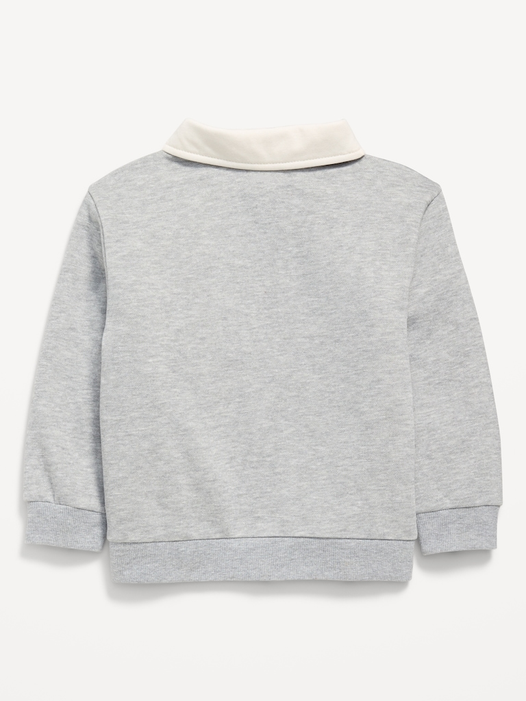 Oversized Unisex Collared Quarter-Zip Sweatshirt for Toddler