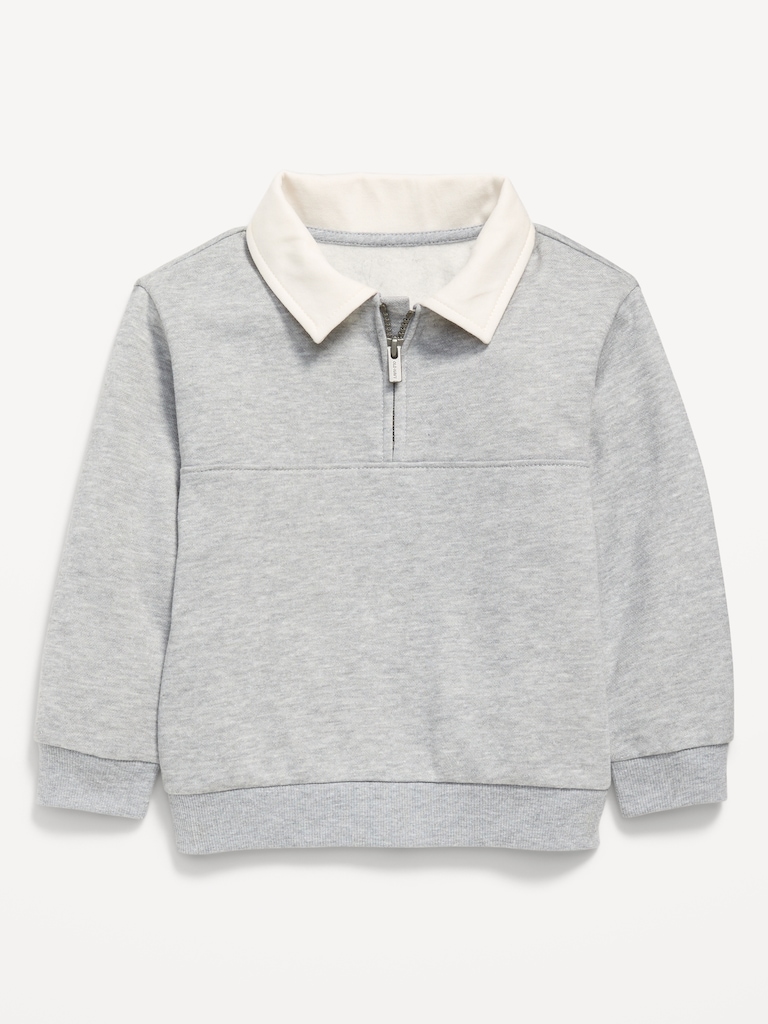 Oversized Unisex Collared Quarter-Zip Sweatshirt for Toddler