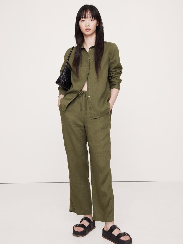 Linen Pull-On Ankle Pant