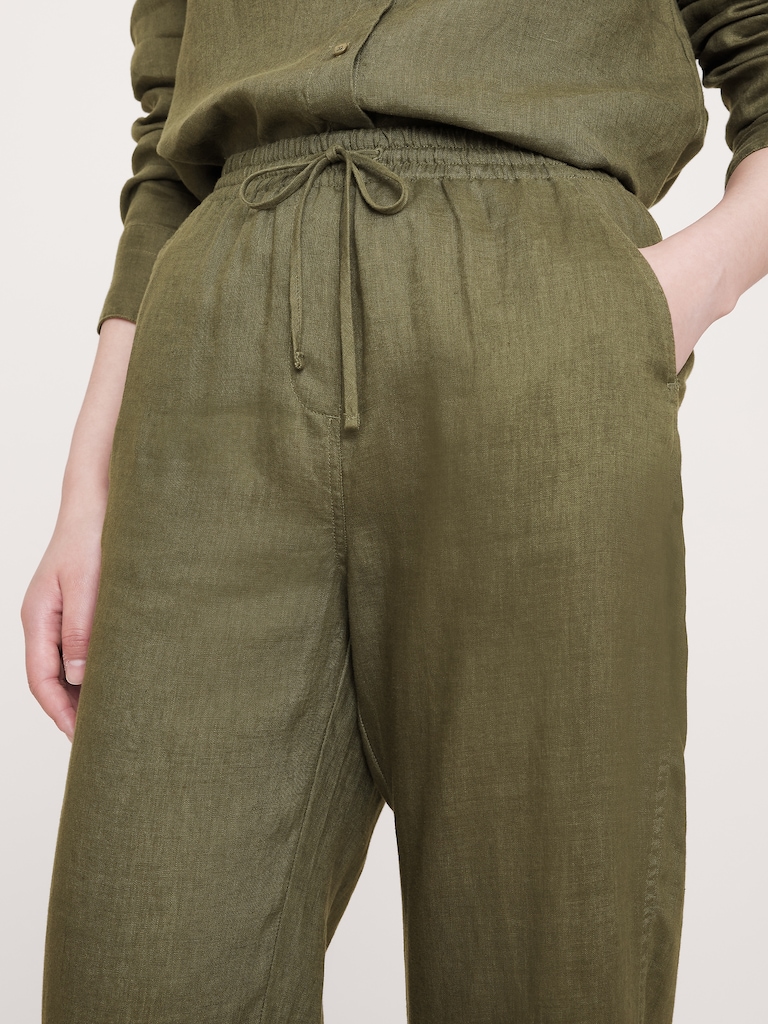 Linen Pull-On Ankle Pant