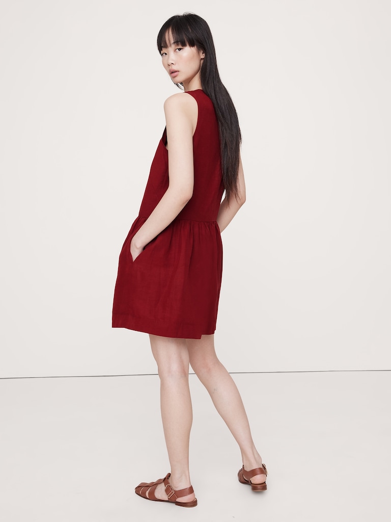 Embroidered Tencel™-Linen Mini Dress