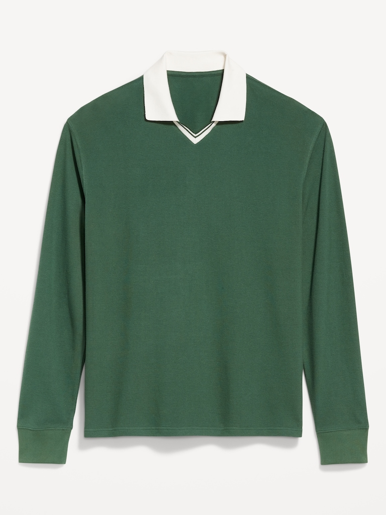 Long-Sleeve V-Neck Polo