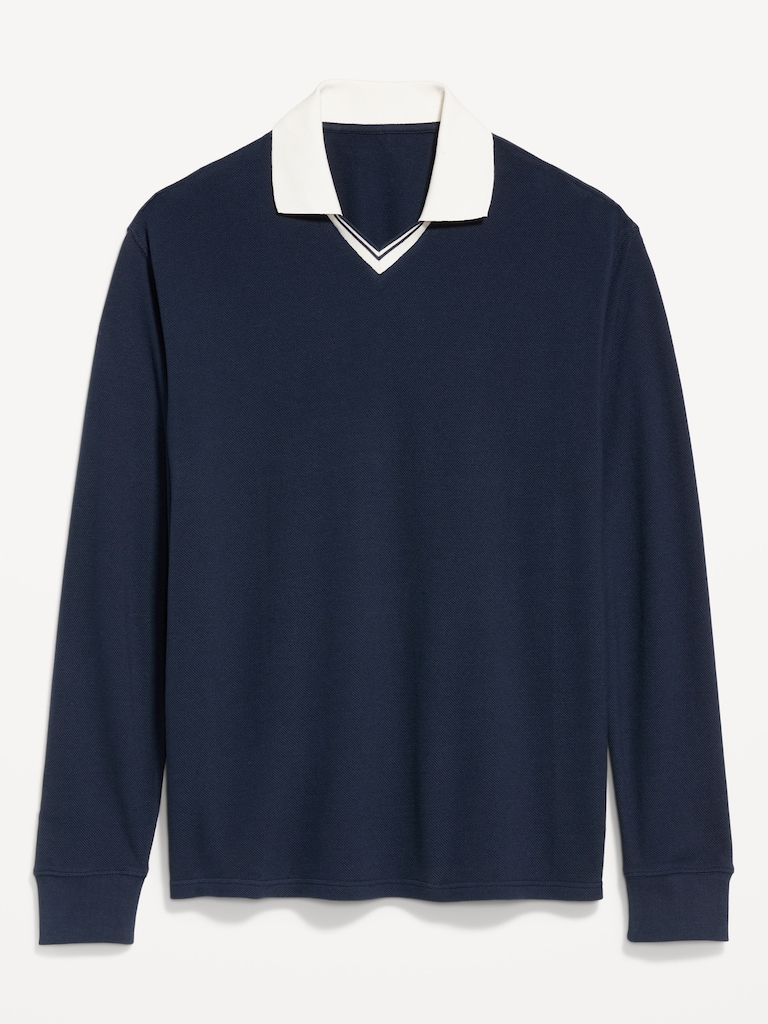 Long-Sleeve V-Neck Polo