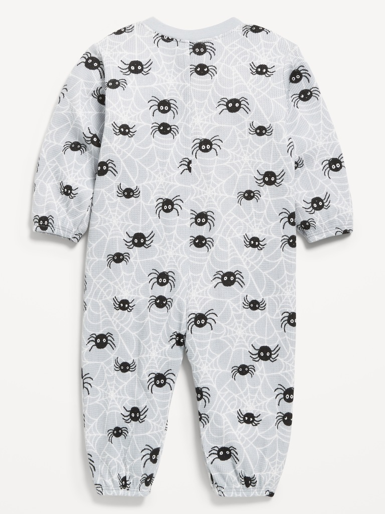 Printed Waffle-Knit Henley One-Piece for Baby