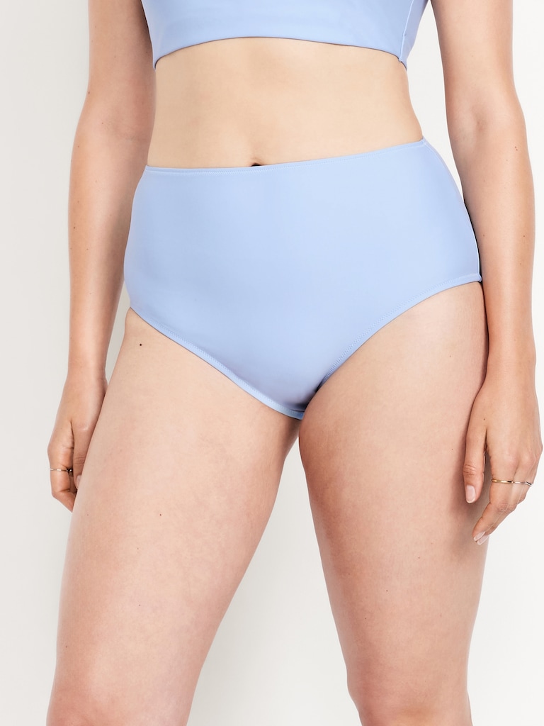 Matte High-Waisted Bikini Swim Bottoms
