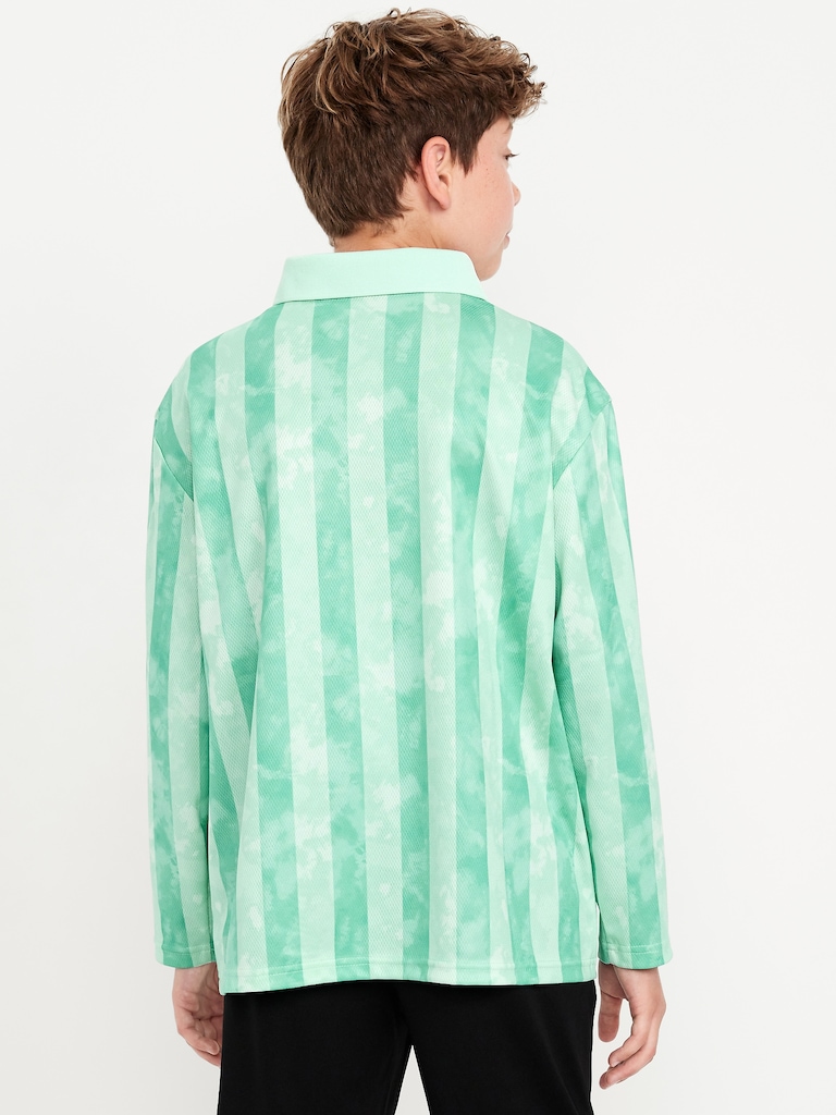 Oversized Long-Sleeve Collared Soccer Top for Boys