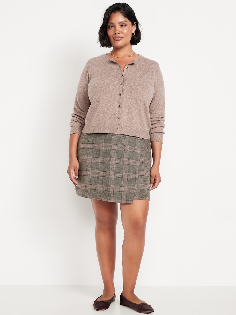 High-Waisted Wrap-Front Mini Skirt