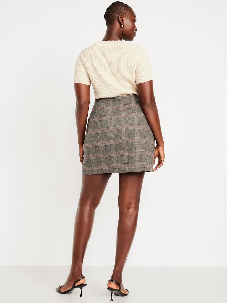 High-Waisted Wrap-Front Mini Skirt