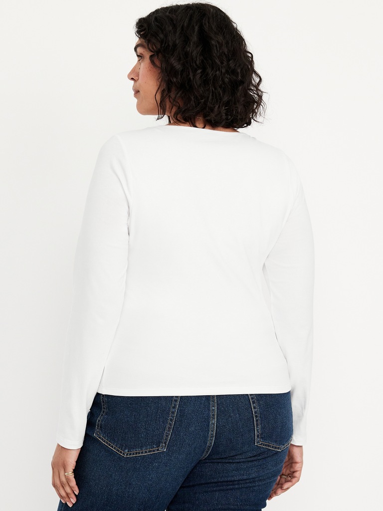 Fitted Double-Layer Scoop-Neck Top
