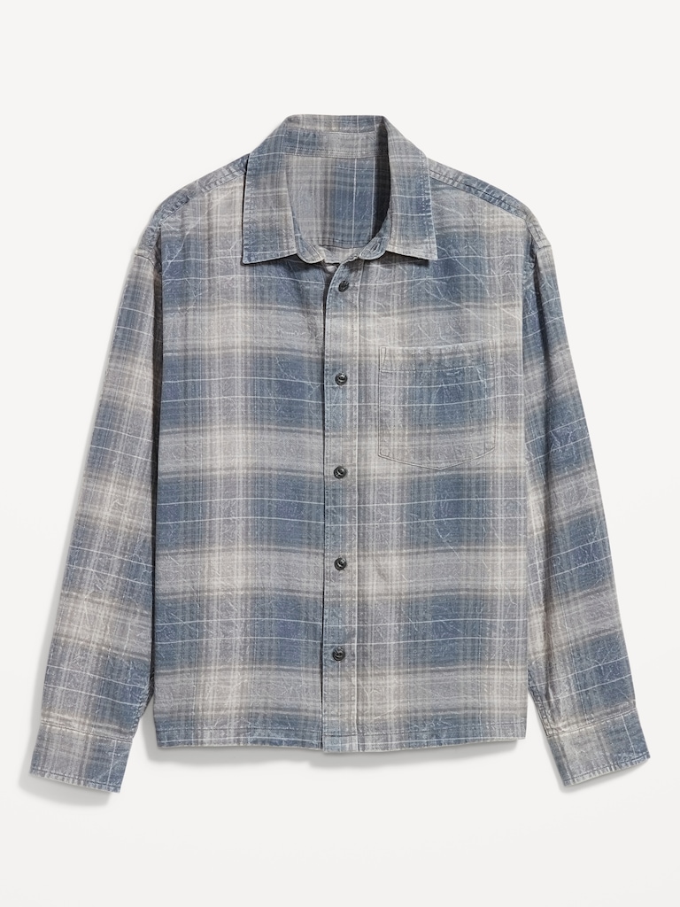 Cropped Plaid Flannel Shirt