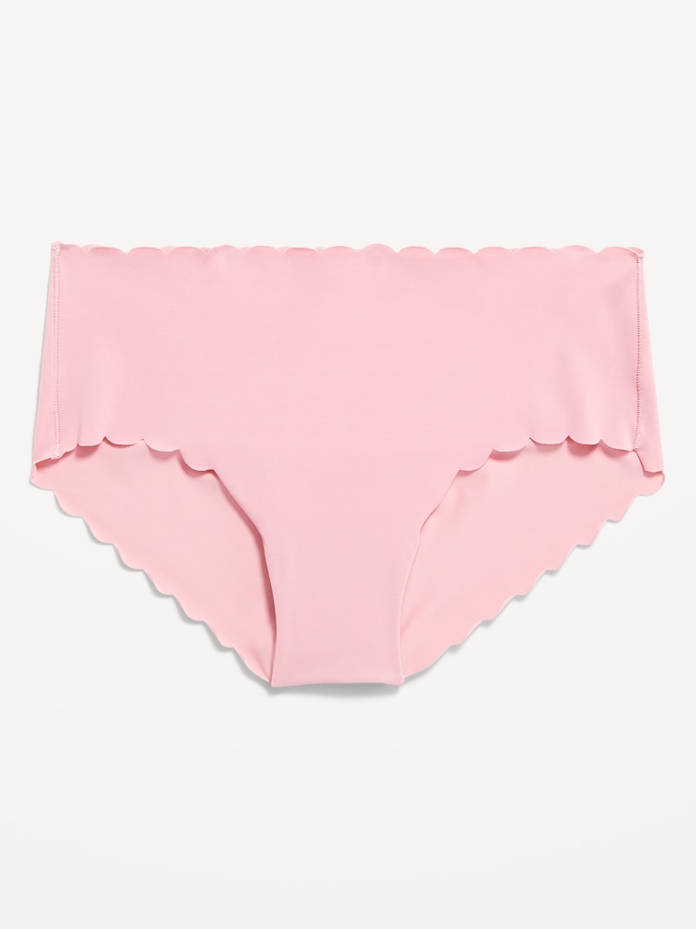 Low-Rise No-Show Scalloped Hipster Underwear