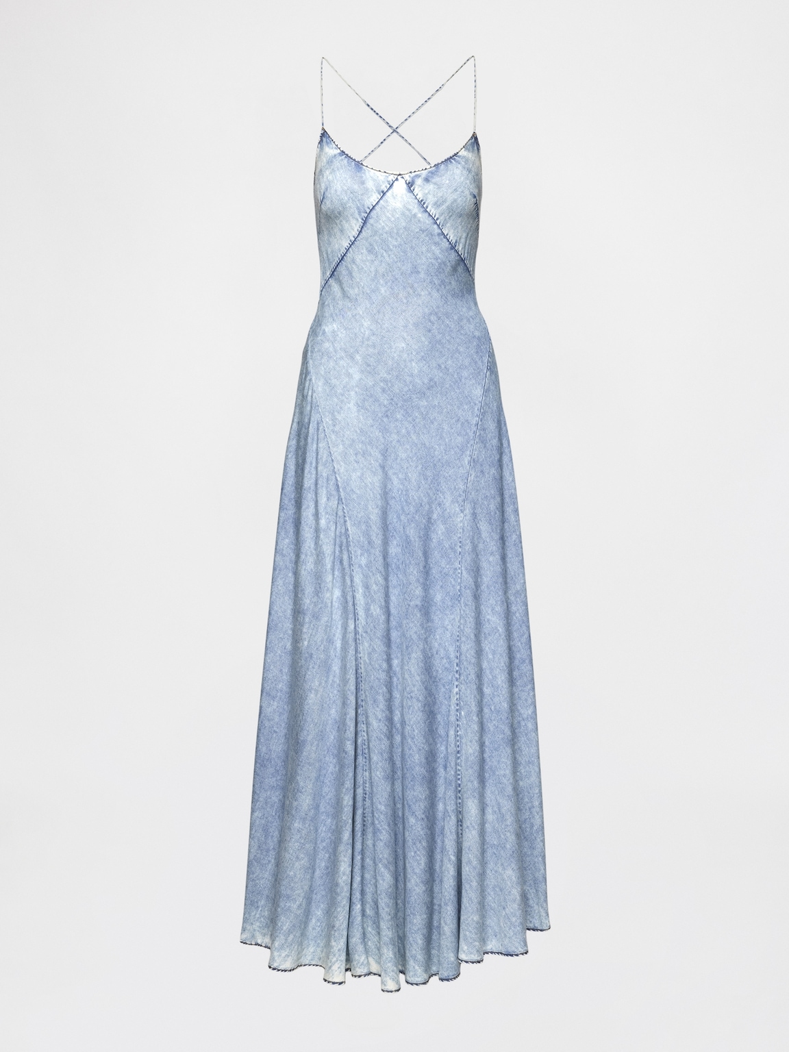 GapStudio Draped Denim Slip Maxi Dress