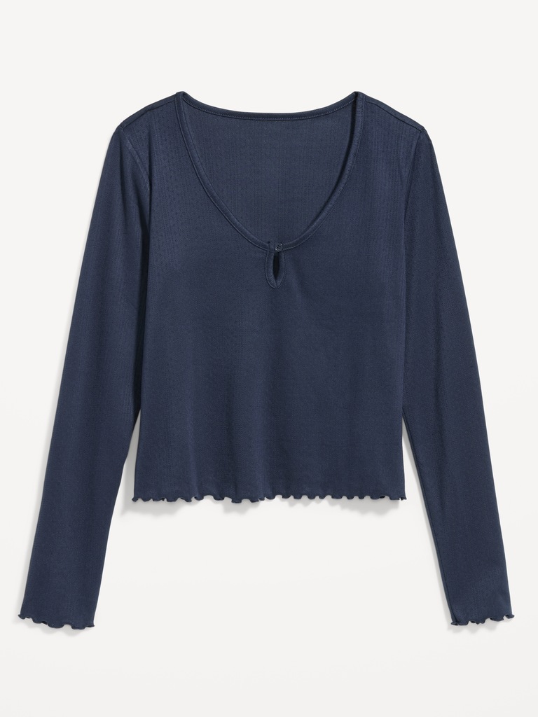 Cozy Lettuce-Edge Pajama Top