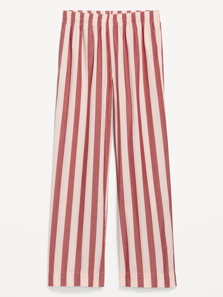 Pantalon de pyjama à taille haute en popeline