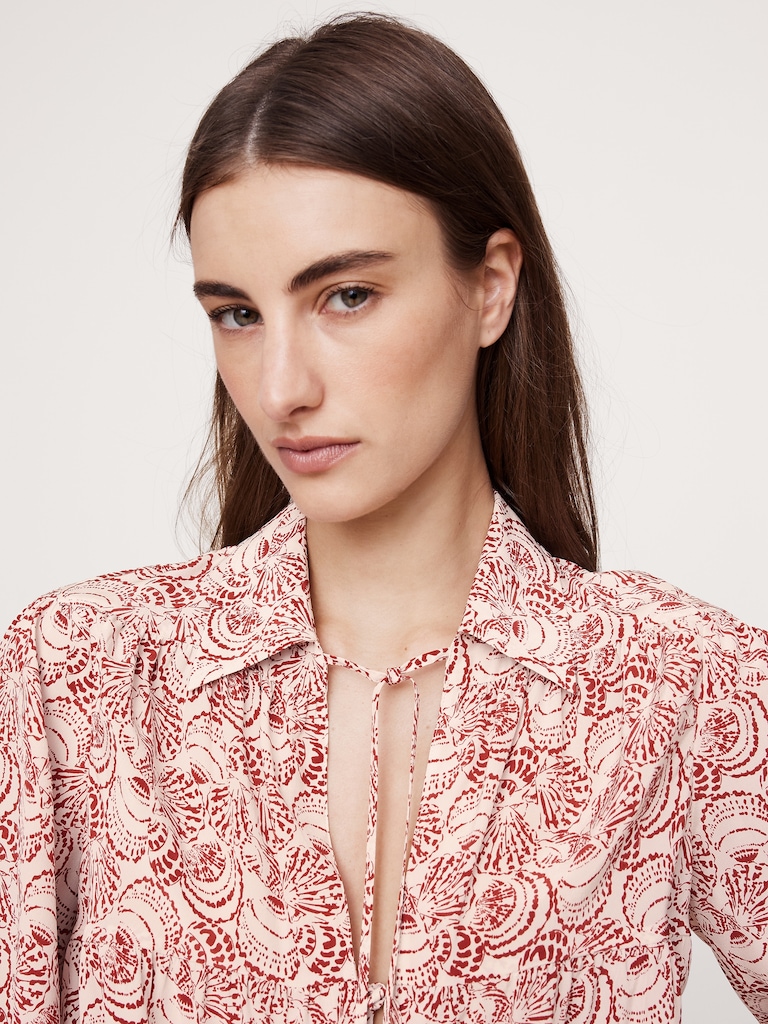 Matte Silk Tie-Front Shirt