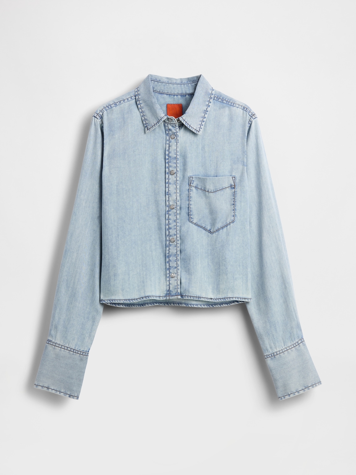 GapStudio Draped Denim Crop Shirt