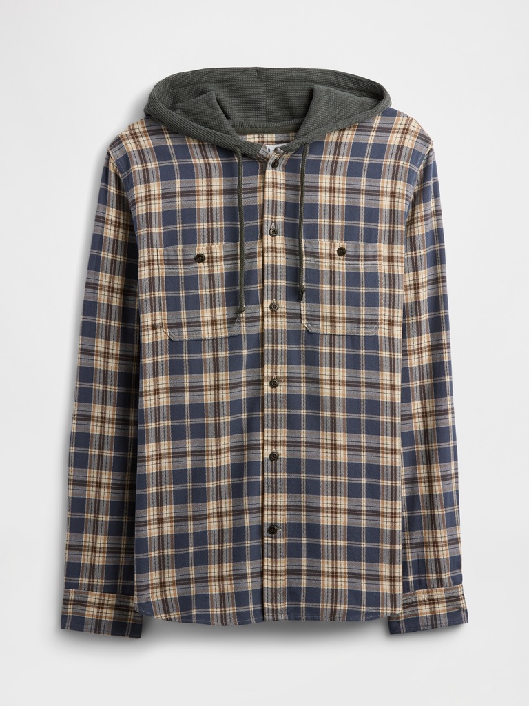 Hooded Flannel Shirt in Standard Fit