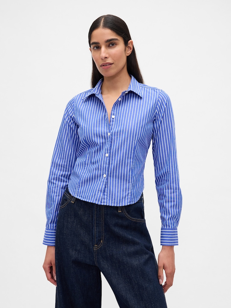 Organic Cotton Fitted Crop Shirt