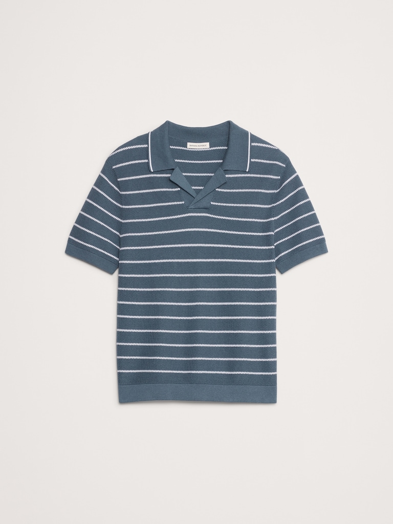 Texture Stripe Cotton Polo