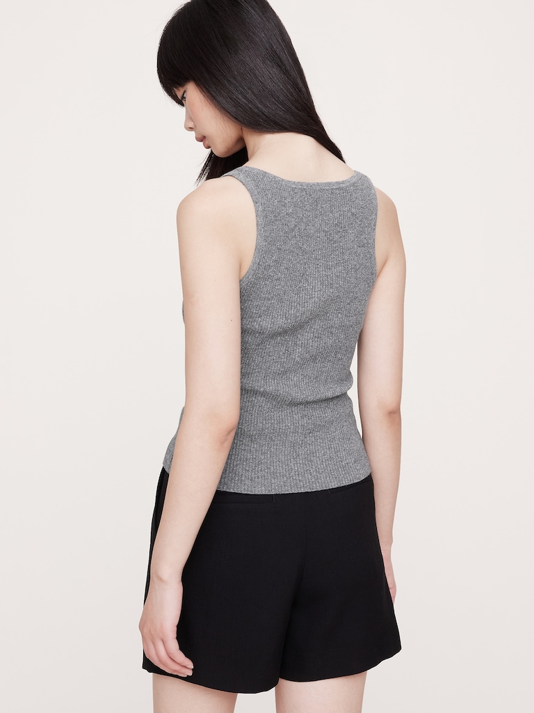 Merino-Cotton Blend Henley Tank