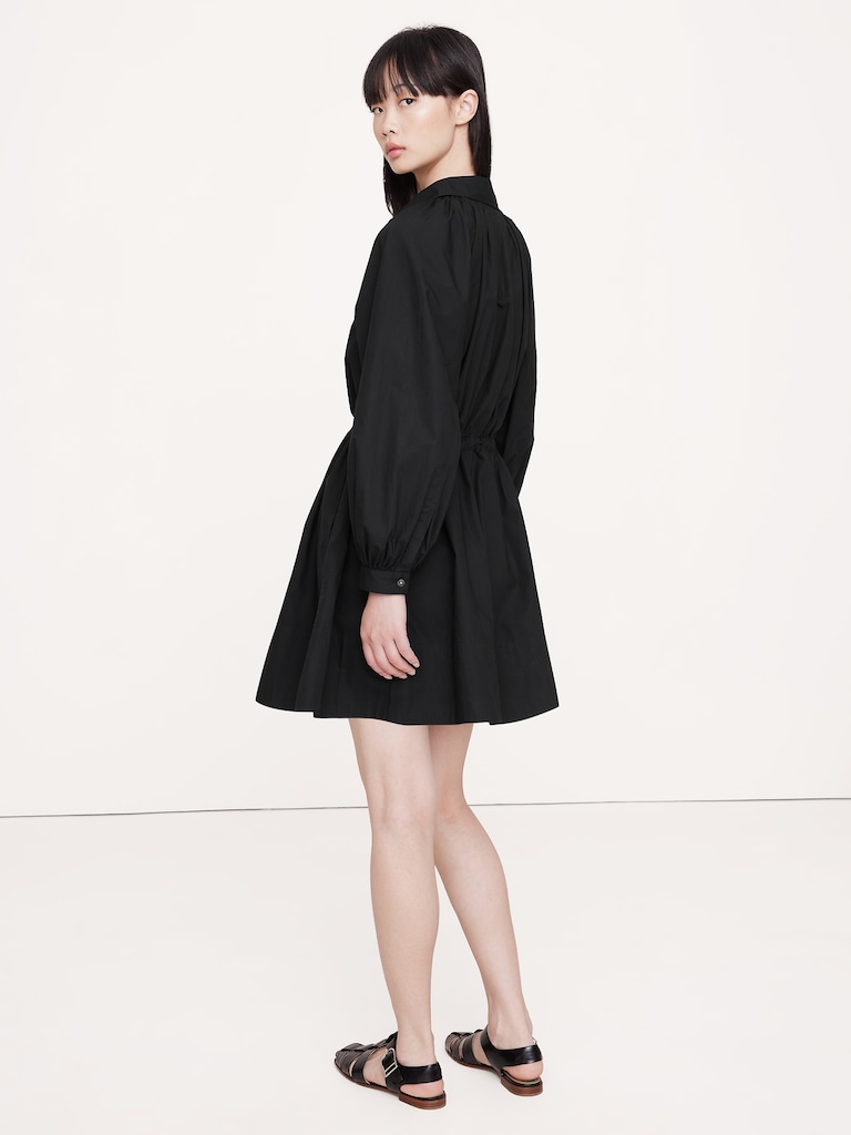 Cotton Poplin Mini Shirtdress