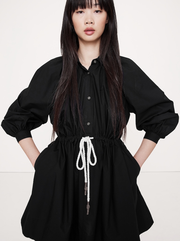 Cotton Poplin Mini Shirtdress