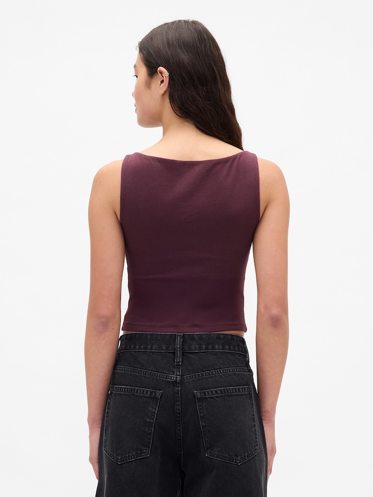 CloseKnit Jersey Boatneck Crop Tank Top