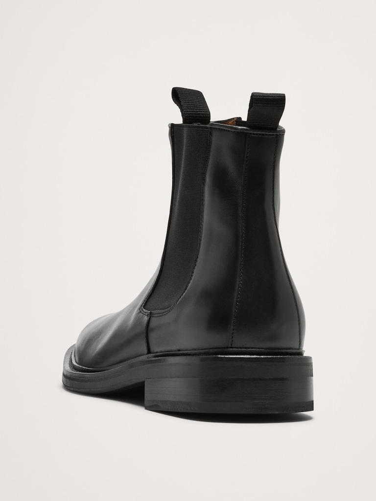 Leather Square-Toe Chelsea Boot