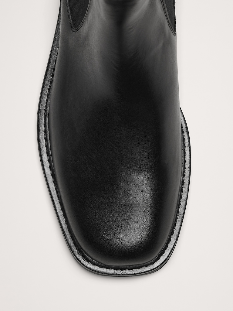 Leather Square-Toe Chelsea Boot
