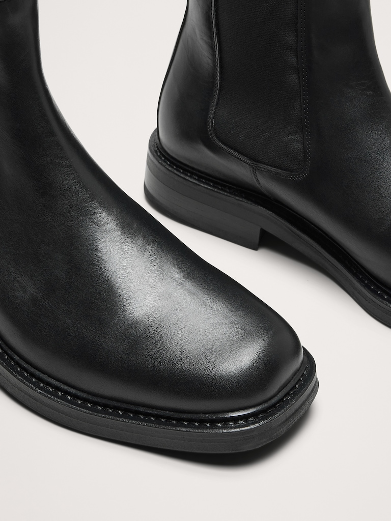 Leather Square-Toe Chelsea Boot