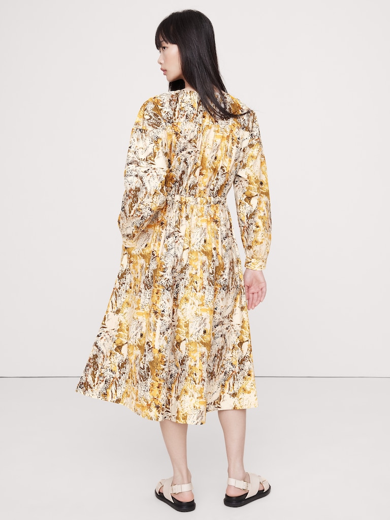 Cotton Poplin Pocket Midi Shirtdress