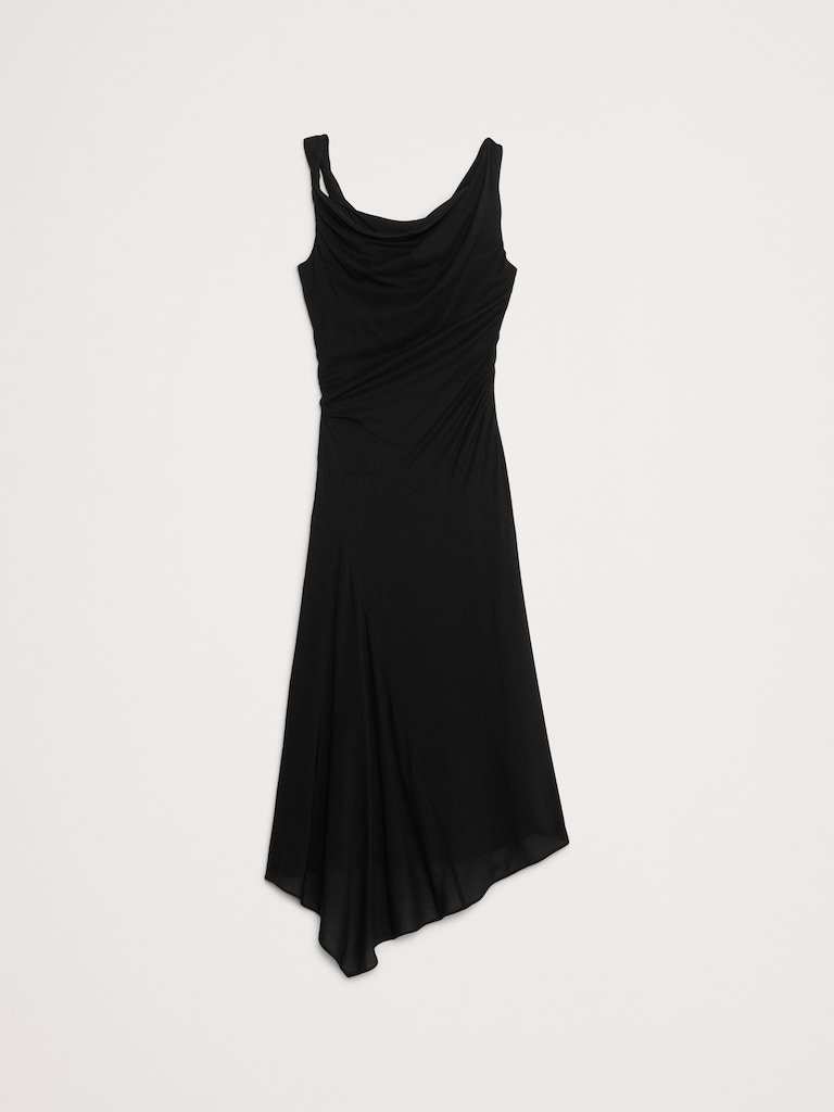 Crepe Twist-Shoulder Dress