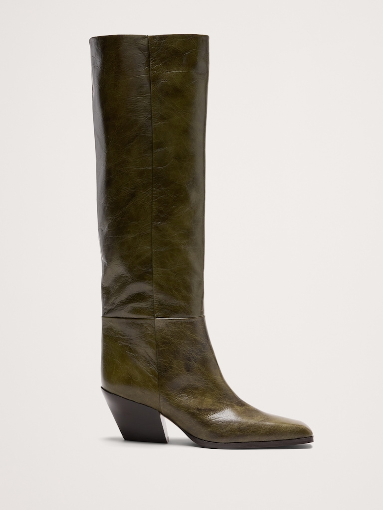 Italian Leather Knee-High Boot