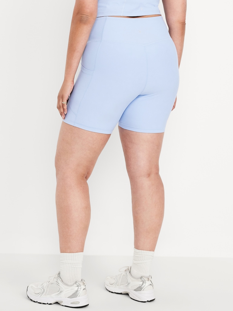 High-Waisted PowerSoft Pocket Biker Shorts -- 6-inch inseam