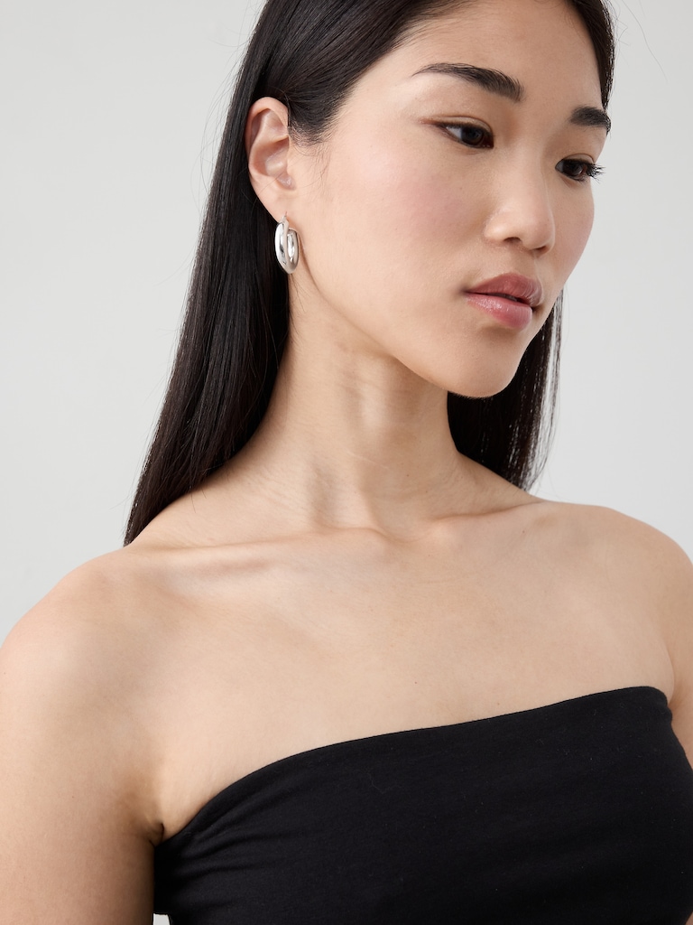 Silver Hoop Earrings Set