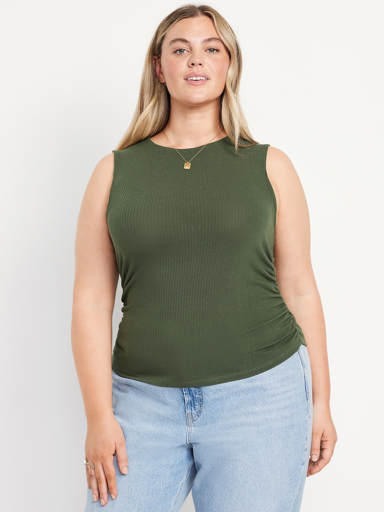 High-Neck Shirred Cropped Top