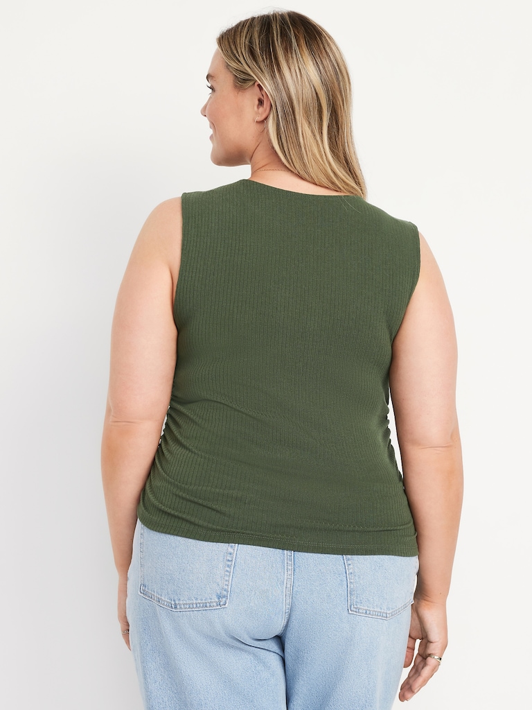 High-Neck Shirred Cropped Top