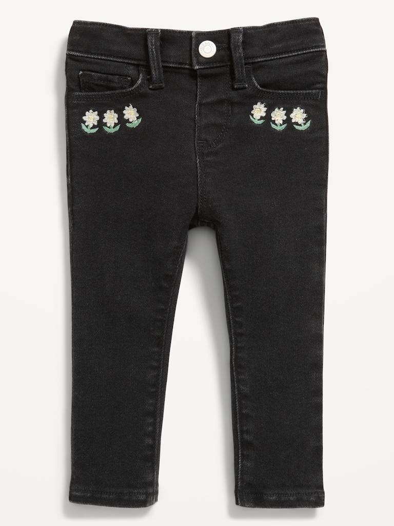 High-Waisted Embroidered Rockstar 360° Stretch Jeggings for Toddler Girls