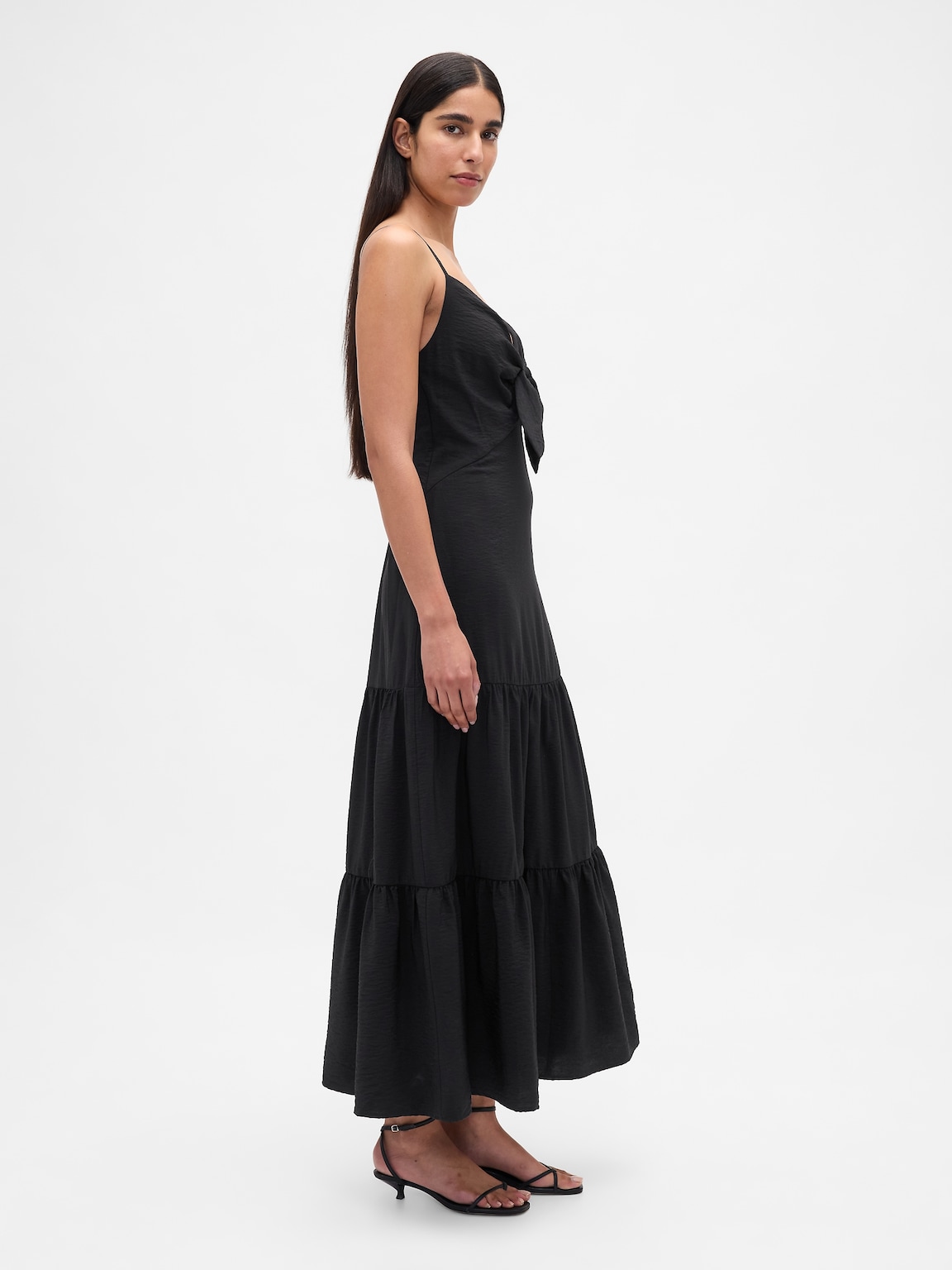 Tie-Front Tiered Maxi Dress
