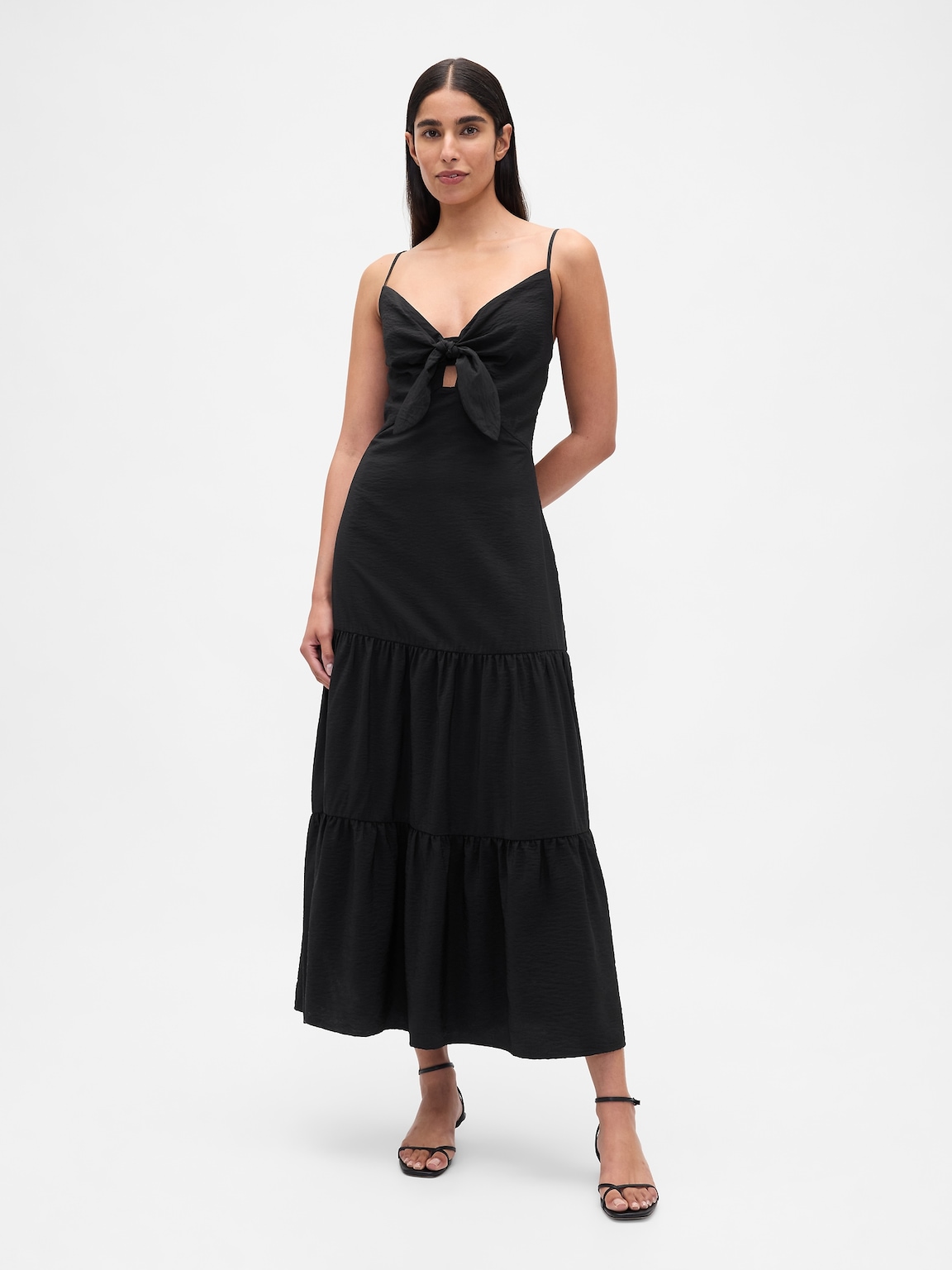 Tie-Front Tiered Maxi Dress