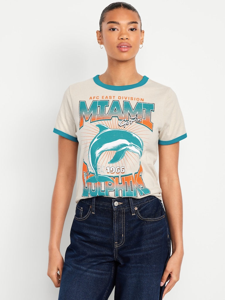 Miami Dolphins EveryWear Crew-Neck Ringer T-Shirt