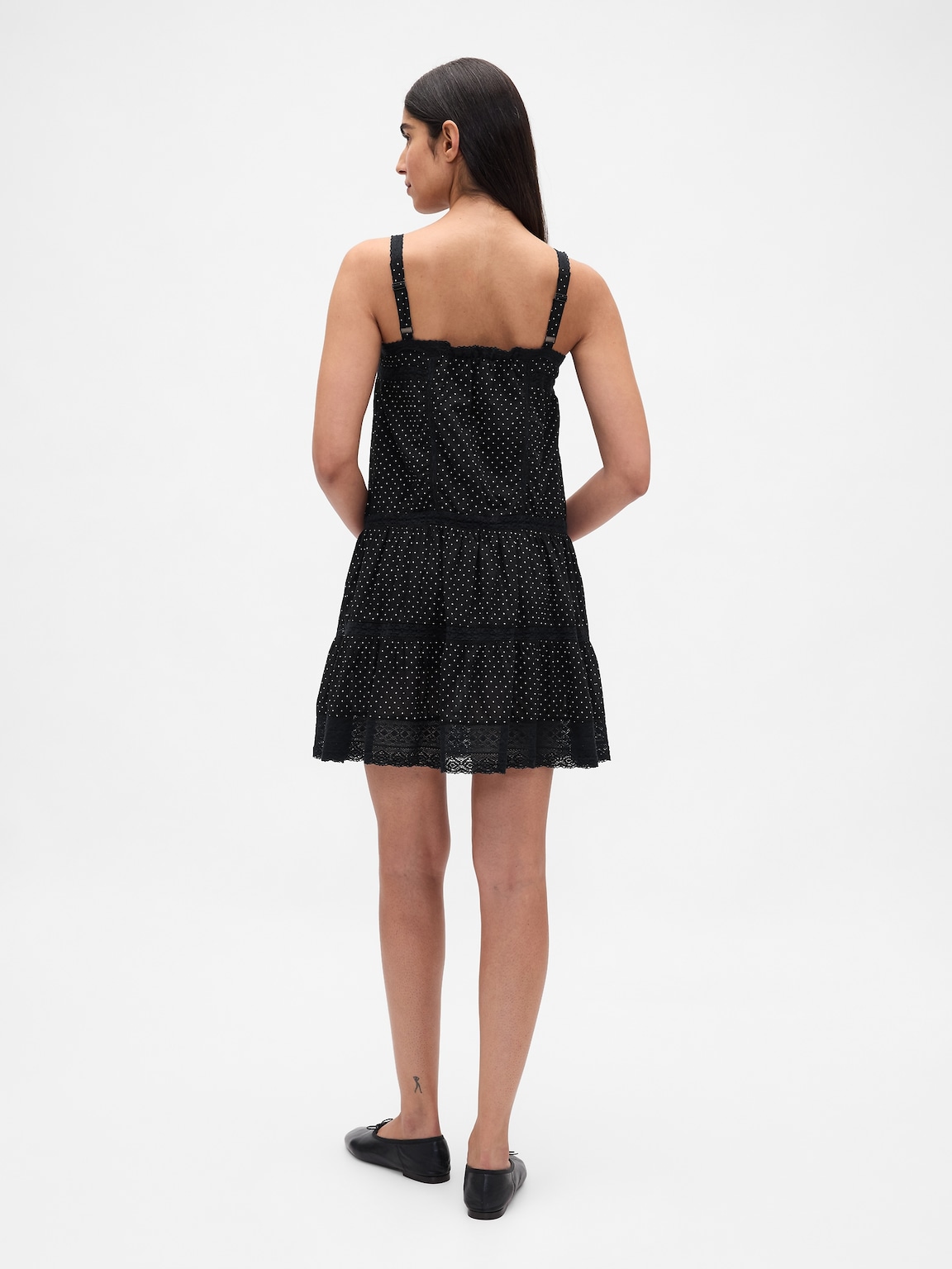 Lace-Trim Drop-Waist Mini Dress