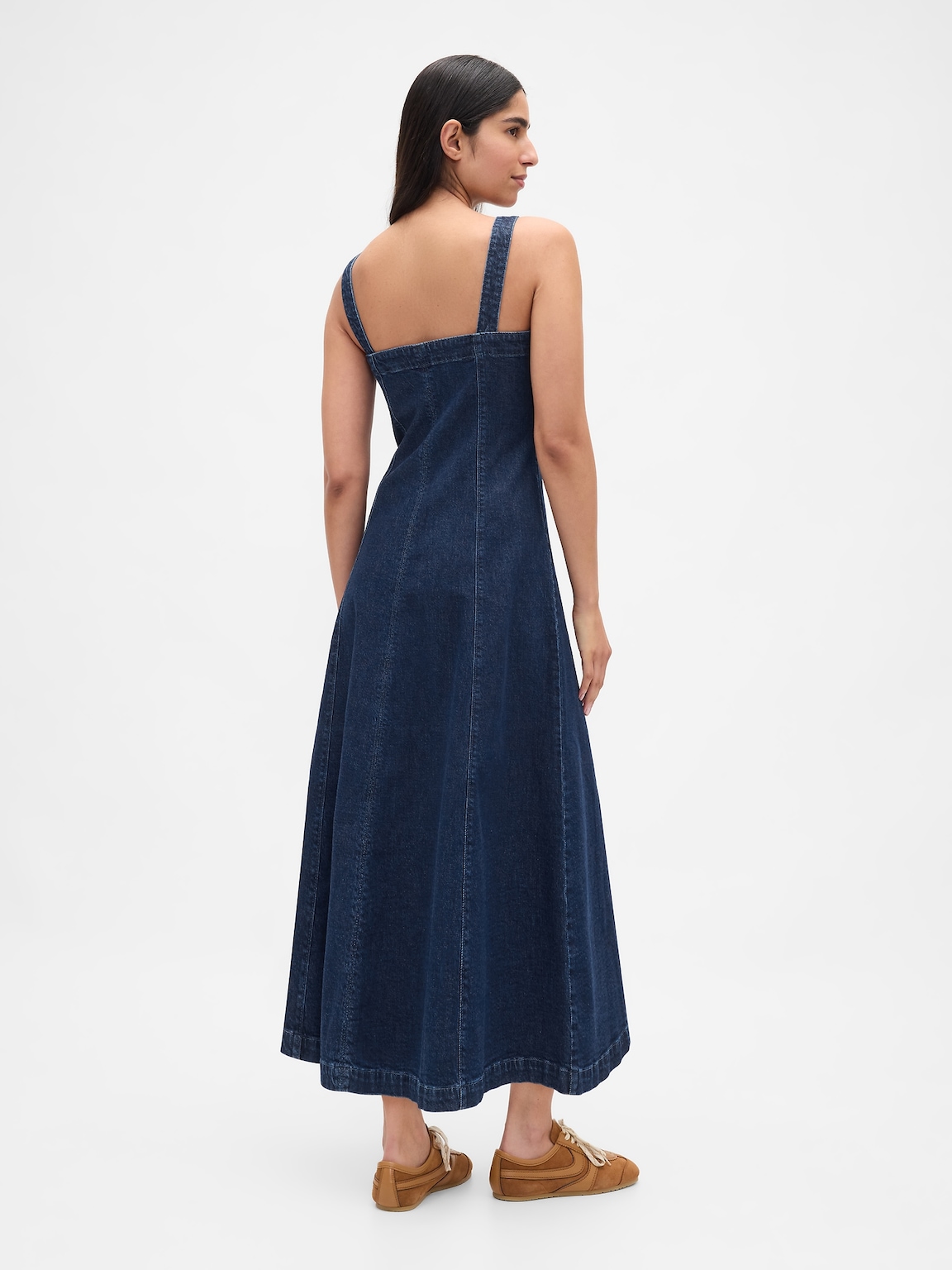 Denim Square-Neck Maxi Dress