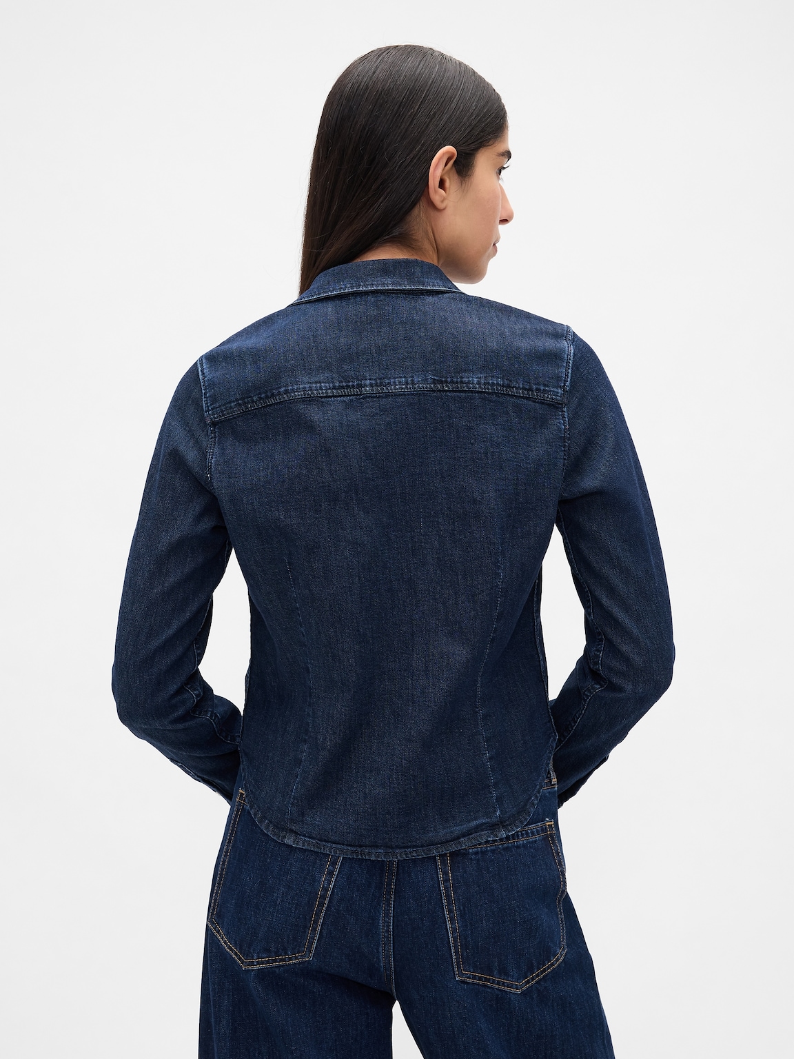 Denim Fitted Crop Shirt