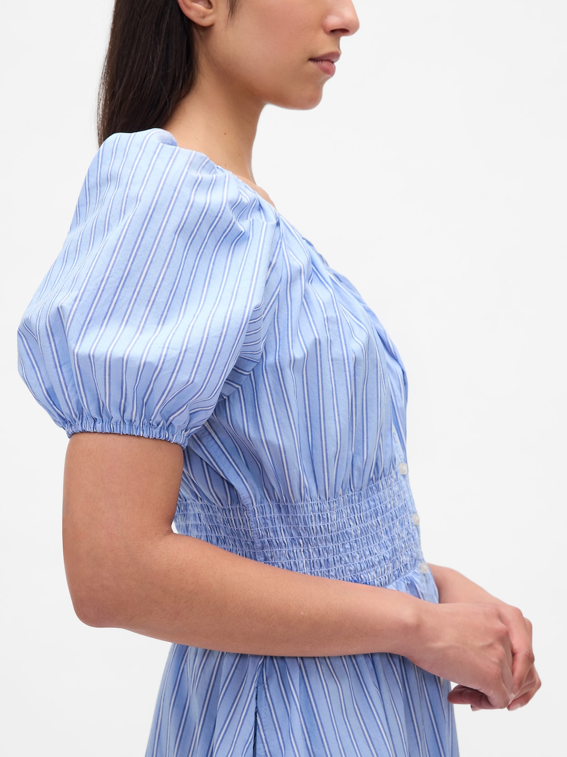 Puff-Sleeve Midi Dress