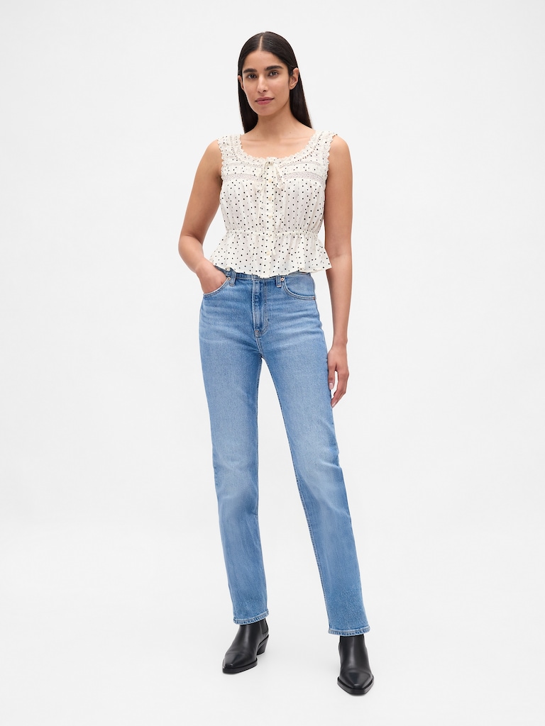 Lace-Trim Peplum Top