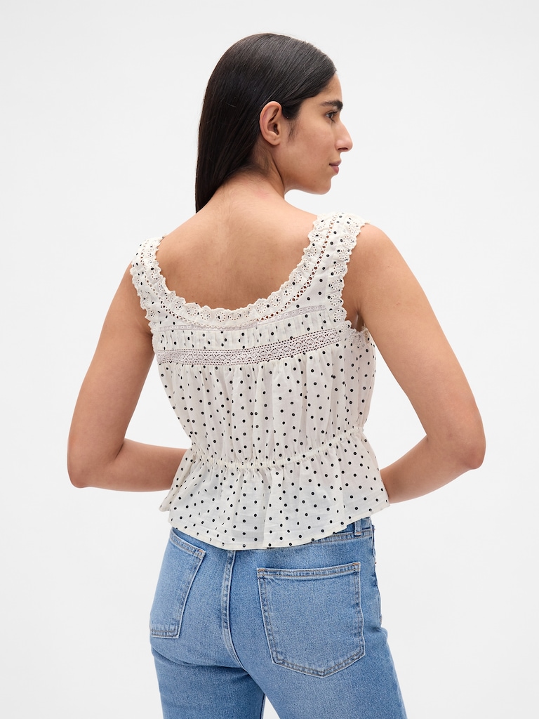 Lace-Trim Peplum Top